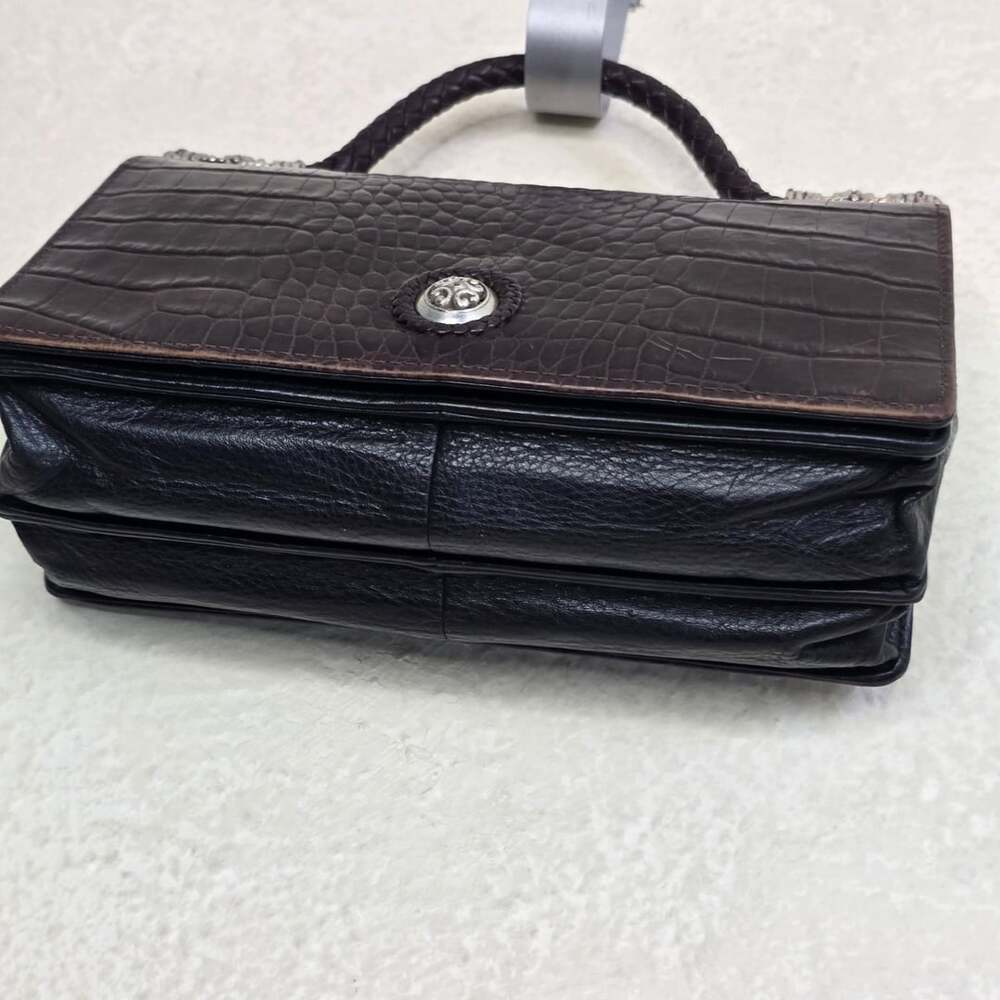 Brighton Vintage Croc-Embossed Leather Small Top Handle Clutch/Organizer Bag - Picture 7 of 8
